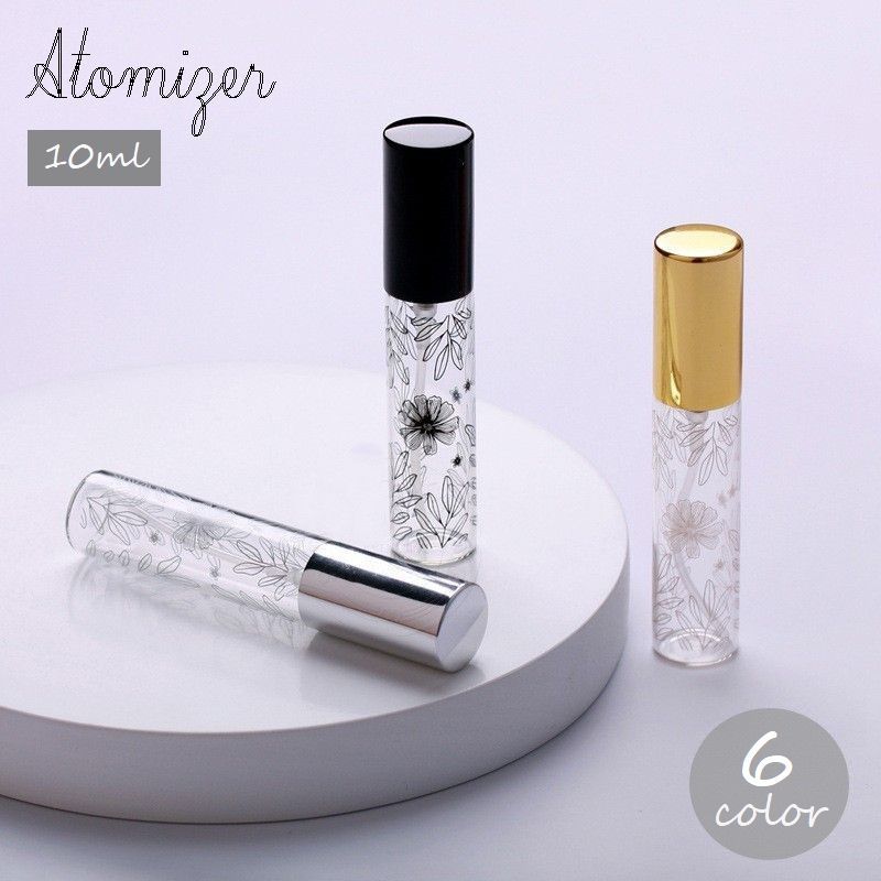 送料無料 アトマイザー 詰替容器 スプレー 10ml 透明 香水 ボトル ボタニカル リーフ フラワー 花 はっ..