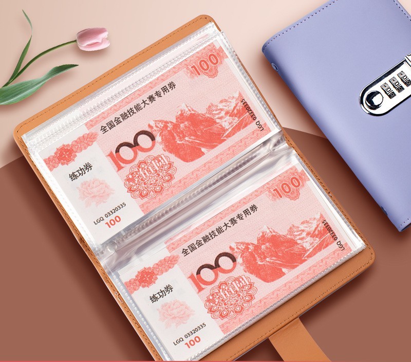 送料無料 貯金ファイル お札ファイル 封筒貯金 ダイヤルロック付き 鍵付き お札入...