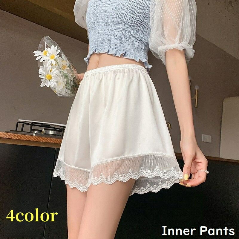 送料無料 ペチパンツ ペチコート レディース ショート 3分丈 チュールレース インナー 見せパン タップ..