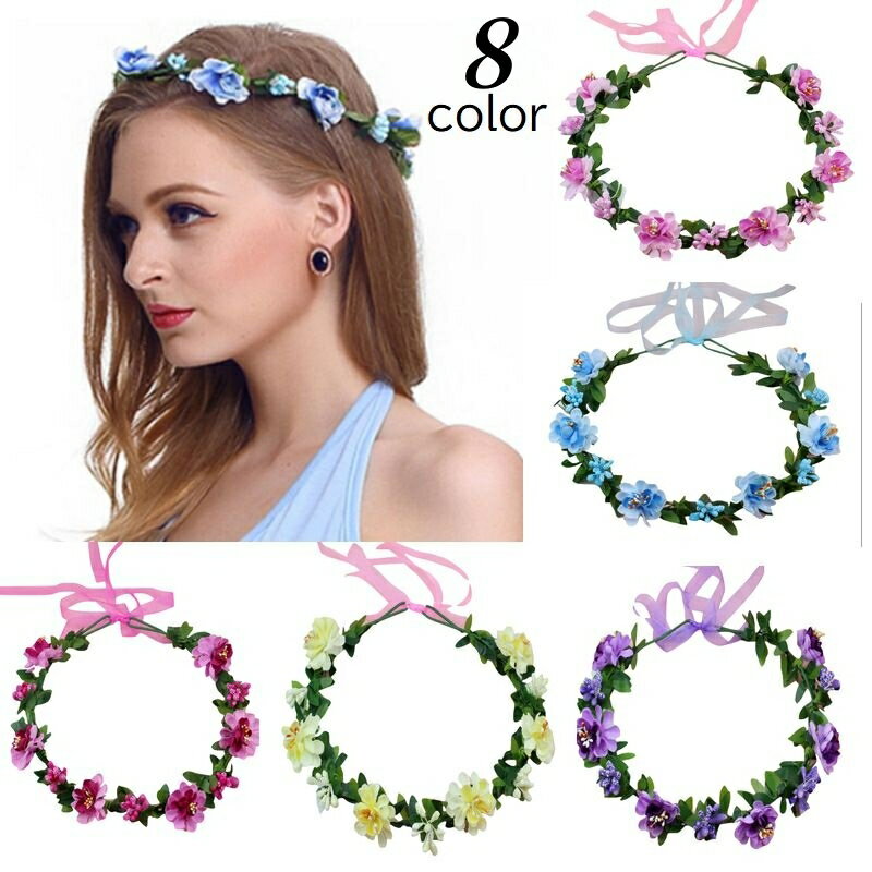 送料無料 花冠 花かんむり レディース 女性 婦人 ヘッドドレス ヘッドコサージュ フラワーティアラ 髪飾り ヘアアクセサリー ブライダル ウエディング 結婚式 イベント コスプレ かわいい おしゃれ