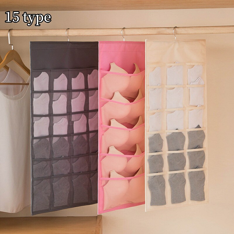 送料無料 ウォールポケット 壁掛け収納 収納ポケット インテリア ハンガー式 吊り下げ 整理用品 クローゼット 押し入れ収納 省スペース ハンギング 両面 サニタリーラック メッシュ 衣類 下着