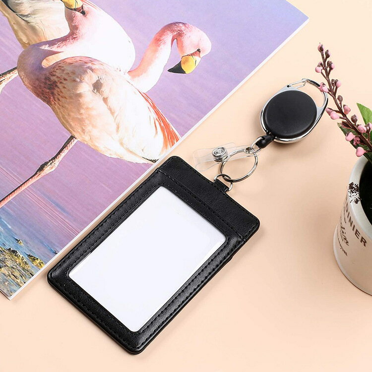 送料無料 IDカードホルダー IDカードケース 縦型 伸びるリール付き キーホルダー パスケース 定期入れ ..