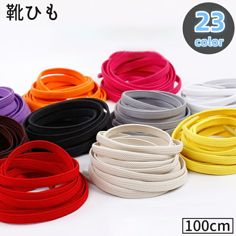 送料無料 靴紐 靴ひも 2本セット 1足分 100cm 平形 シューレース シューズ スニーカー くつ 伸縮 無地 単色 シンプル おしゃれ ユニセックス レディース メンズ 男女兼用