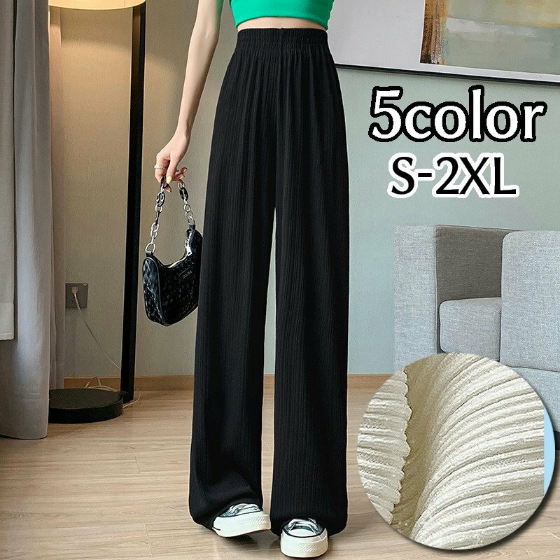 送料無料 ロングパンツ ワイドパンツ フレアパンツ 細プリーツ加工 レディース 婦人服 ボトムス 長ズボン ウエストゴム 薄手 ドレープ おしゃれ カジュアル かわいい デイリー ゆったり 普段使い 大きいサイズ