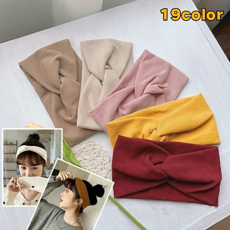 送料無料 ヘアバンド レディース 女性用 ヘアアクセサリー ターバン ヘッドバンド 幅広 ワイド ツイスト ねじり 無地 おしゃれ カジュアル 大人っぽい シン...