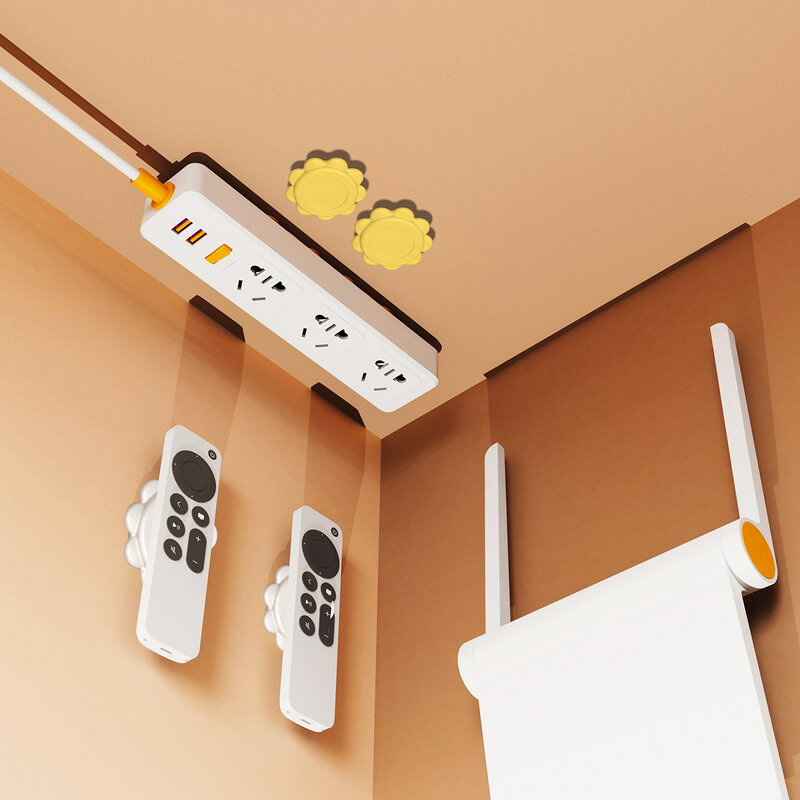 送料無料 リモコンホルダー 2個セット マグネット式 壁面収納 壁掛け 電源タップホルダー フラワー型 花型 貼り付け 粘着テープ 簡単取付 リビング 寝室 便利グッズ 穴あけ不要 工具不要 省スペース plusnao-10423391 Plus Nao サンプル画像3