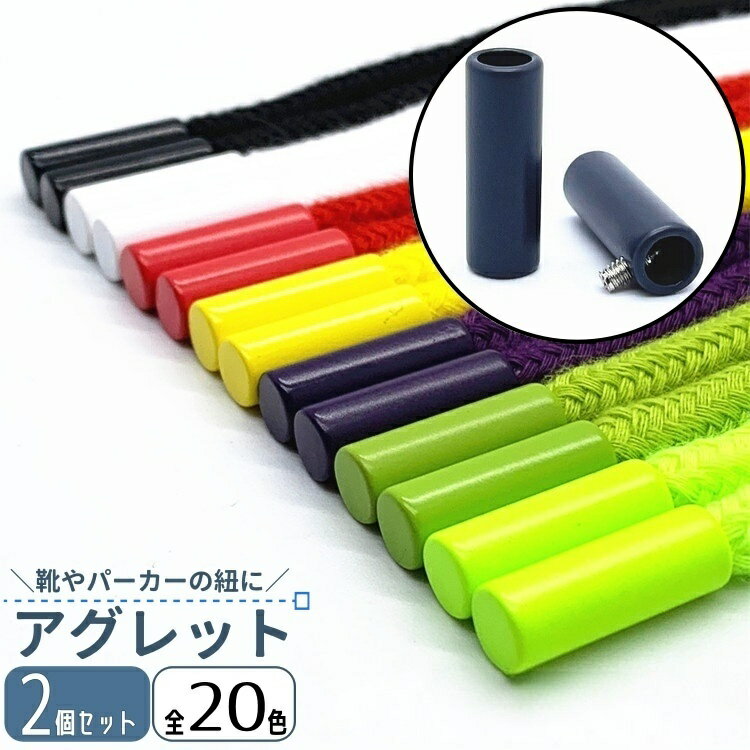 送料無料 アグレット 2個セット ループトップ 先止め 金具 靴 シューズ パーカー 簡単取り付け カラバリ豊富 ゴールドカラー シルバーカラー 金属 おしゃれ 定番 かわいい