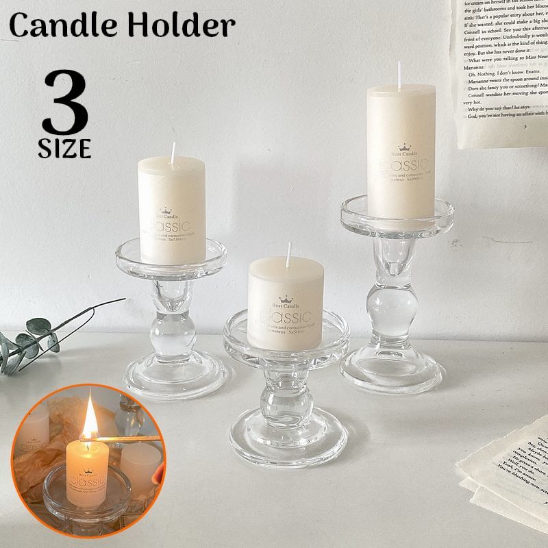 送料無料 キャンドルホルダー キャンドルスタンド ローソク立て ロウソク立て 蝋燭立て 燭台 ガラス製 透明 クリア インテリア おしゃれ