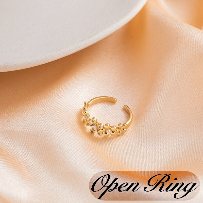 送料無料 オープンリング 指輪 レディース 女性 アクセサリー フラワー お花 ラインストーン キラキラ ..