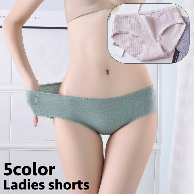送料無料 ショーツ スタンダードショーツ レディース 女性 インナー 下着 フルバック リブ レース 弾力性 無地 単色 シンプル 普段使い デイリー パンツ 肌着 パンティー 婦人
