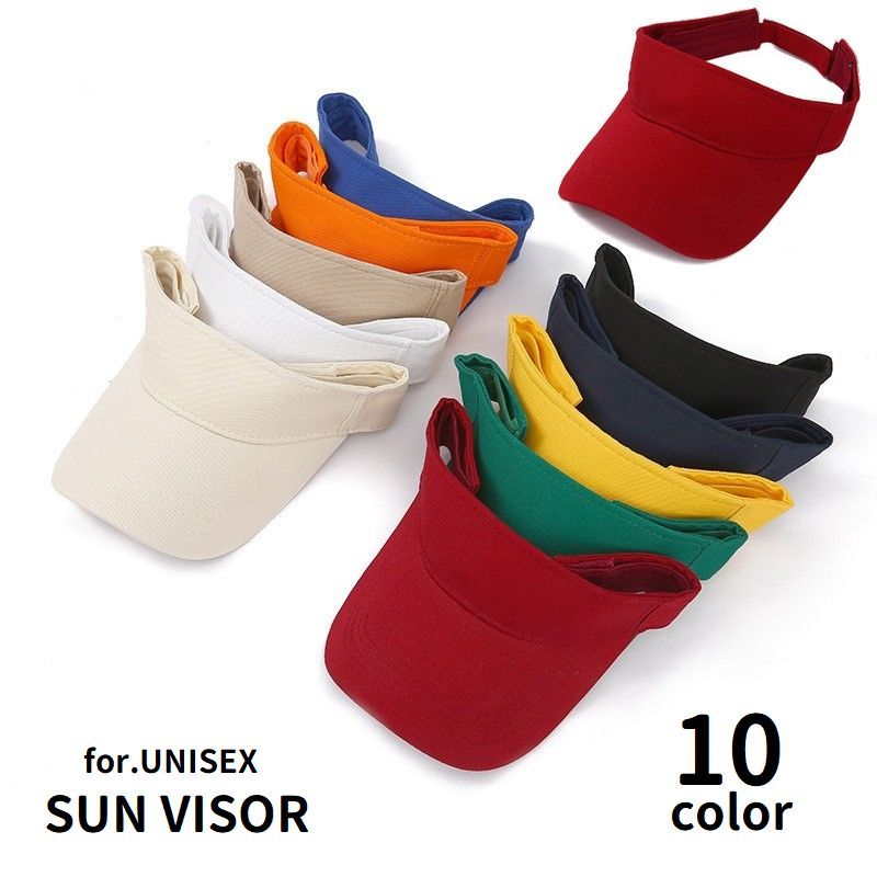 送料無料 サンバイザー 帽子 メンズ レディース 男女兼用 ユニセックス ぼうし 面ファスナー マジック テープ サイズ調節可能 シンプル ファッション小物 日...