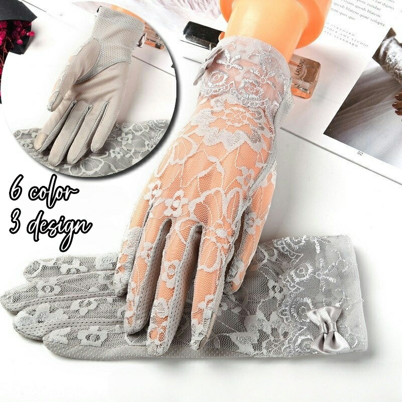 送料無料 レース手袋 グローブ レディース 婦人用 運転 ドライブ 花柄レース フラワーモチーフ リボン ..