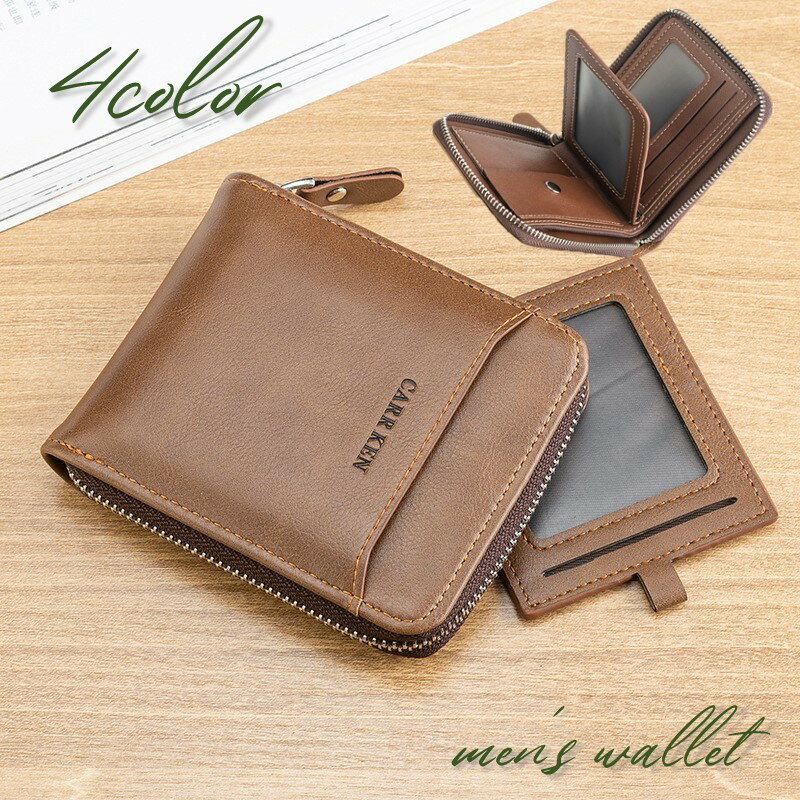 送料無料 財布 ウォレット 二つ折り財布 ラウンドジップ サイフ パスケース カードケース メンズ 男性 ..