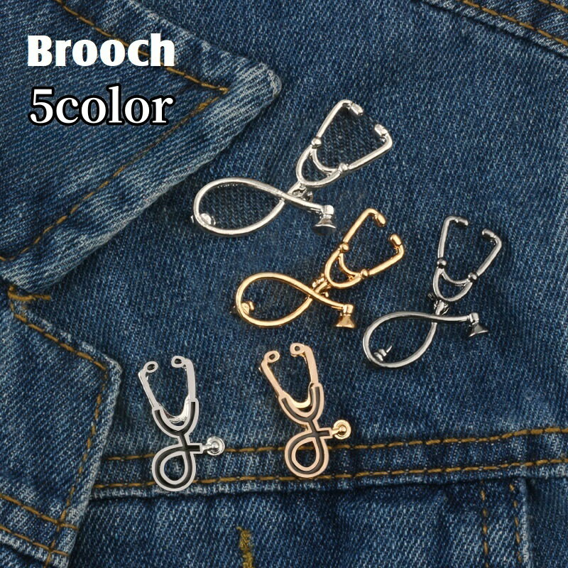 送料無料 ブローチ ピンブローチ ラペルピン レディース メンズ 男女兼用 アクセサリー バッジ 聴診器 かわいい おしゃれ 小ぶり 小さめ 胸元 胸ポケット ...