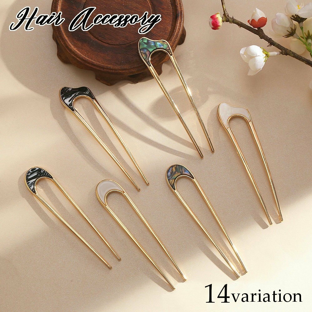 送料無料 かんざし Uピン U字コーム シェル調 ヘアアクセサリー 髪留め 髪飾り まとめ髪 マーブル おし..