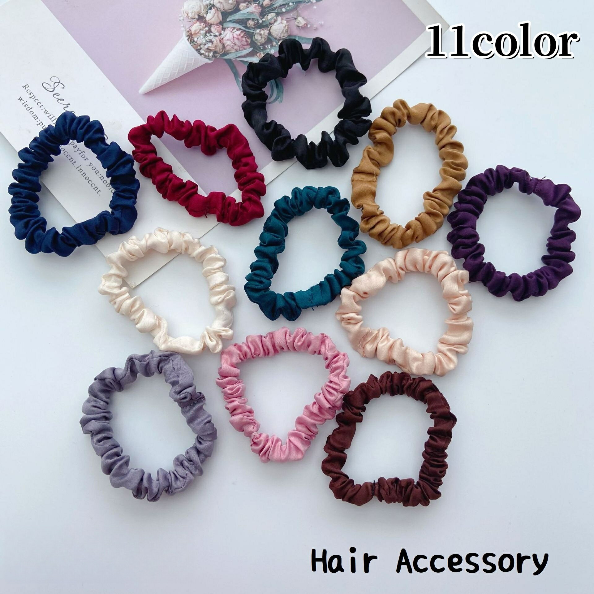 送料無料 シュシュ ヘアゴム レディース ヘアアクセサリー 無地 かわいい シンプル まとめ髪 ヘアアレ..