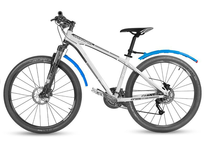 送料無料 自転車用泥よけ フェンダー 前後セット 伸縮式 LEDライト付き テールライ...