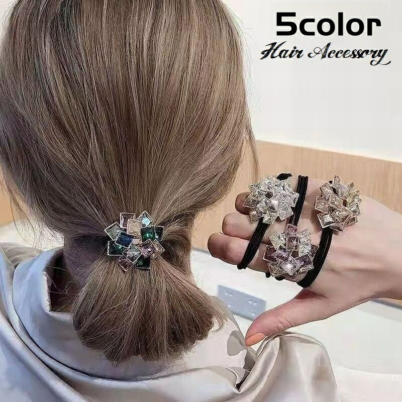 送料無料 ヘアゴム レディース 女性 ヘアアクセサリー ファッション小物 ラインストーン きらきら スク..