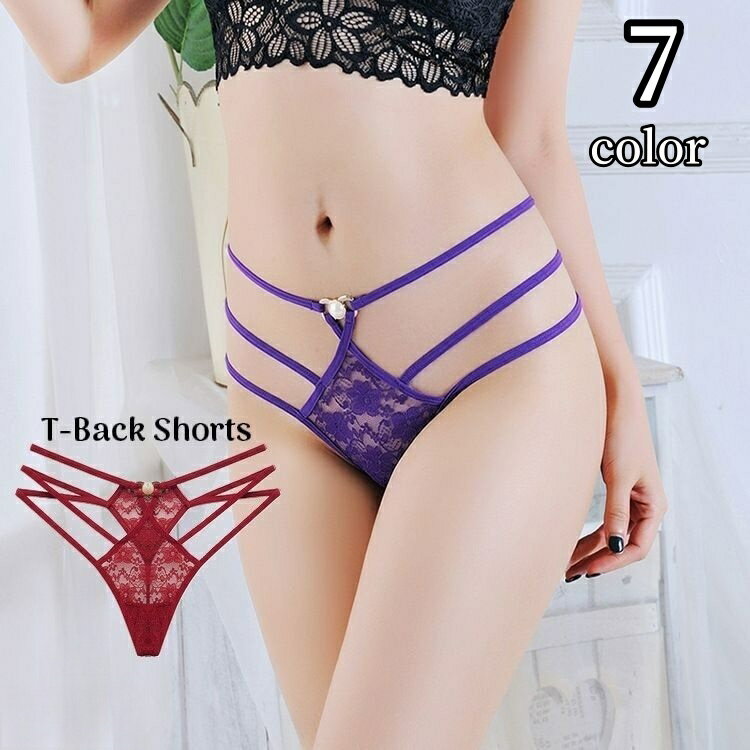 送料無料 Tバックショーツ レディース 勝負下着 セクシーランジェリー タンガ 紐パン レース シースルー 花柄 刺繍 パール調 おしゃれ