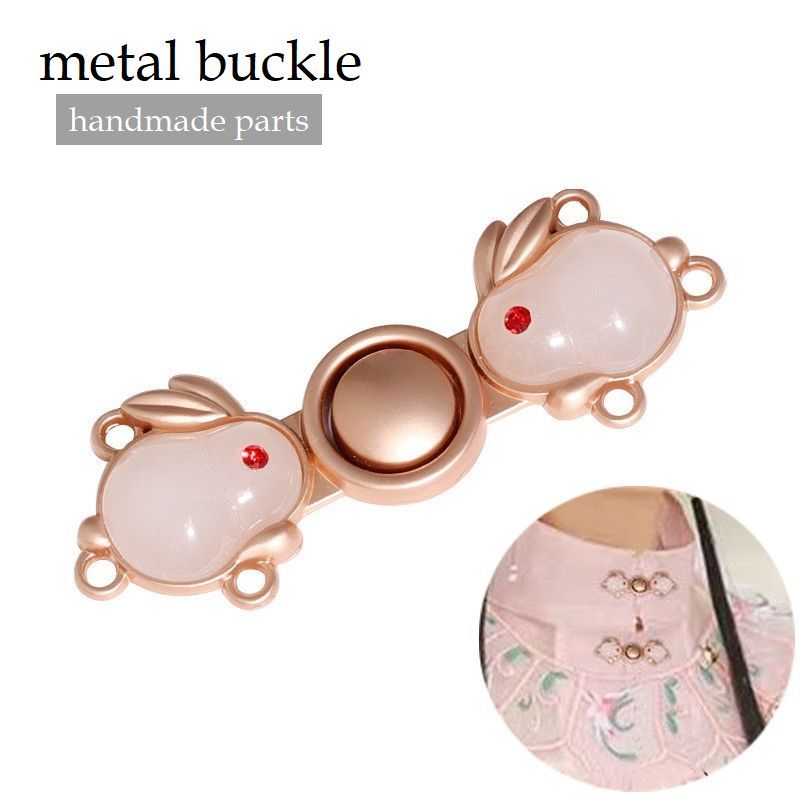 送料無料 バックル ボタン 金属製 手芸 ハンドメイド DIY パーツ 材料 うさぎ ウサギ ゴールドカラー 衣類 バッグ かばん かわいい
