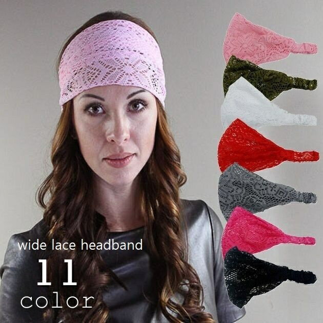 送料無料 ヘアバンド レース ヘアターバン レディース ヘアアクセサリー 幅広 ワイド ヘッドバンド メ..