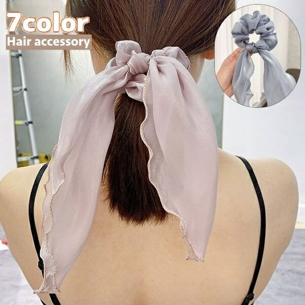 送料無料 シュシュ ヘアゴム 髪ゴム レディース 女性 ヘアアクセサリー リボン 垂れる 髪飾り 大人可愛..
