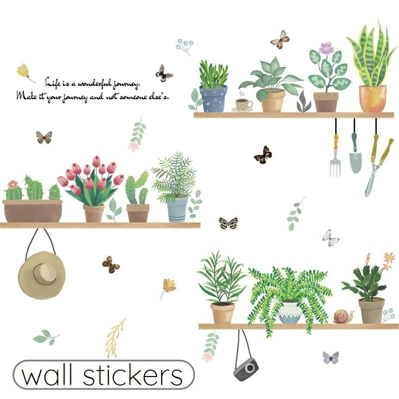 送料無料 ウォールステッカー 壁紙 インテリア リビング 寝室 ベッドルーム 植物柄 サボテン 多肉植物 ..