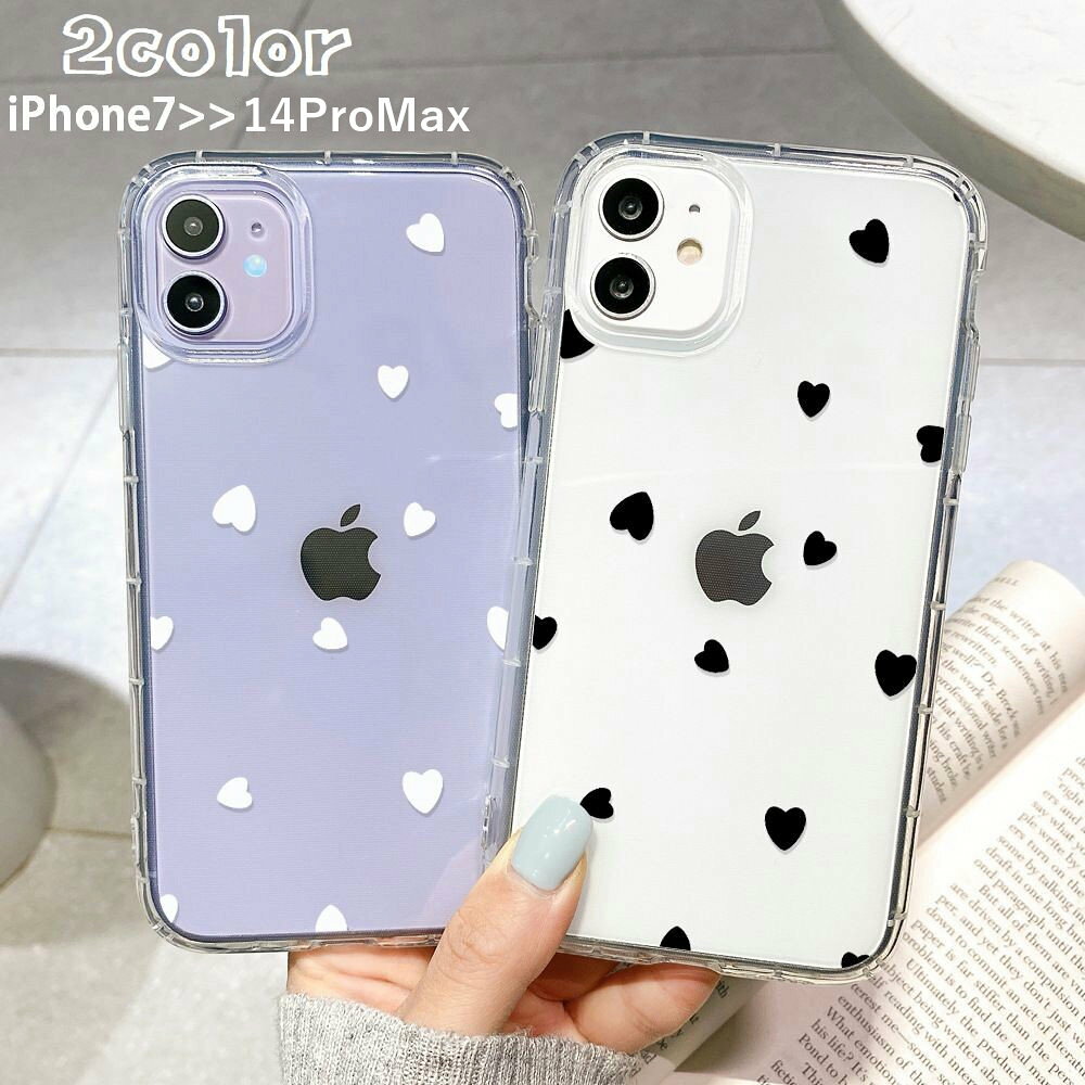 무료 배송 iPhone 케이스 스마트 폰 케이스 스마트 폰 커버 하트 투명 클리어 후면 보호 귀여운 세련된 심플 iPhone13 mini Pro ProMax 12 11 X XS XR XSMax 8Plus 8 7Plus 7 SE 상처 방지 얼룩 방지 아이폰 아이폰 스마트 폰 액세서리