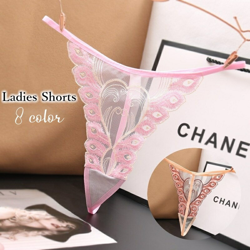 送料無料 Gストリング Tバックショーツ レディース 女性用 インナー 下着 パンツ パンティ 総レース 羽 シースルー 透け感 セクシー おしゃれ 可愛い ランジェリー アンダーウェア 婦人用