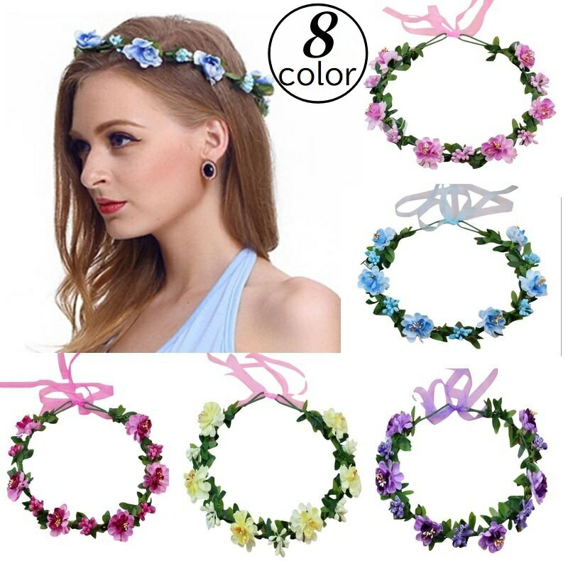 送料無料 花冠 花かんむり レディース 女性 婦人 ヘッドドレス ヘッドコサージュ フラワーティアラ 髪飾り ヘアアクセサリー ブライダル ウエディング 結婚式 イベント コスプレ かわいい おしゃれ