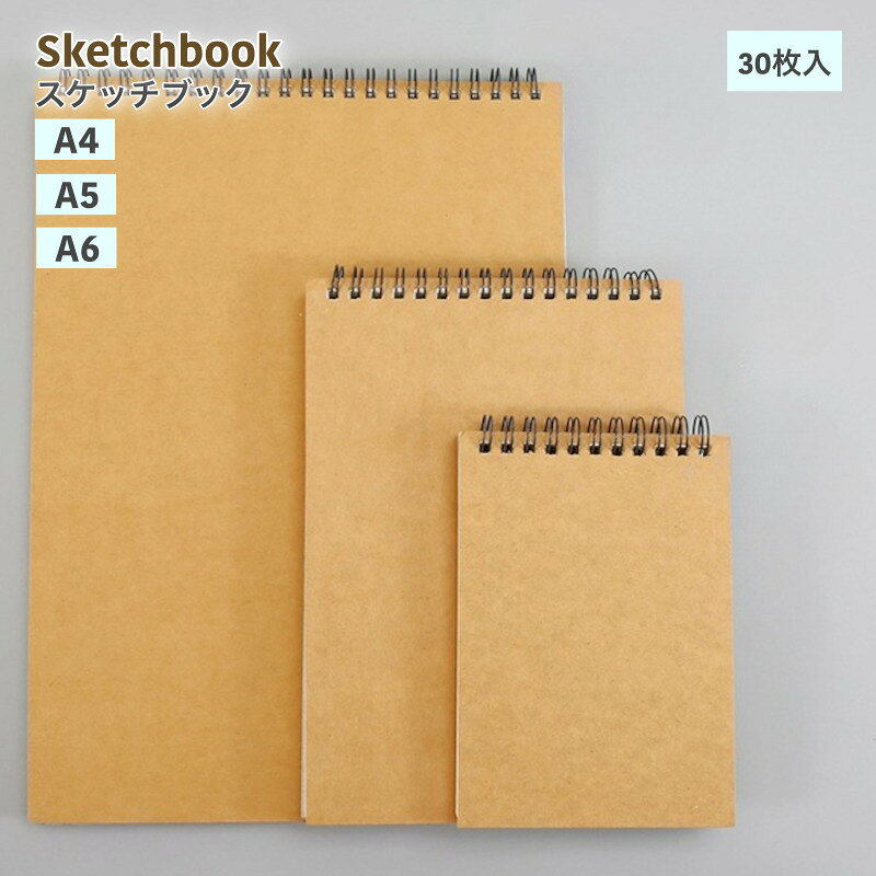 送料無料 スケッチブック 画用紙 子供 大人 画材用紙 画材 文房具 工作紙 アート A4 A5 A6 30枚 無地 ..