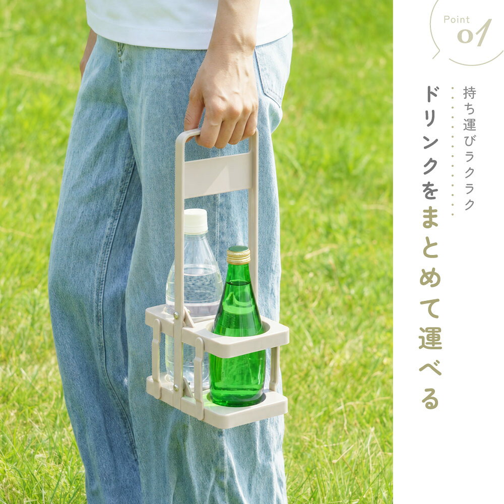 送料無料 ドリンクホルダー ボトルキャリアー ドリンクバスケット 折りたたみ式 2本用 ワインボトル ビール瓶 手提げ 持ち運び アウトドア バー パーティー BBQ アウトドア スポーツ観戦 plusnao-10403695 Plus Nao サンプル画像3