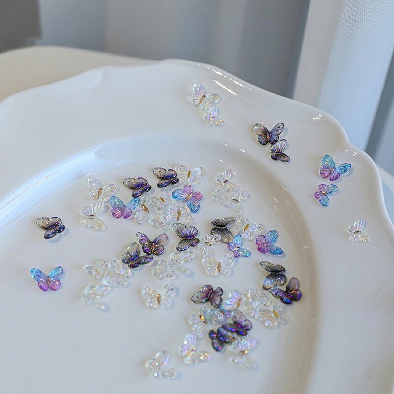 送料無料 ネイルパーツ 同色同サイズ10個セット ネイルアート 蝶 立体 3D オーロラ...