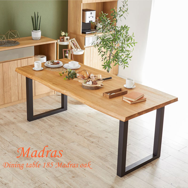 Rakuten - 【送料無料】 【ダイニングテーブル】 高級材オーク材 オイル塗装 ダイニングテーブル Madras 幅185cm オーク ダイニング テーブル 木製 ダイニングテーブル マドラス185 オーク