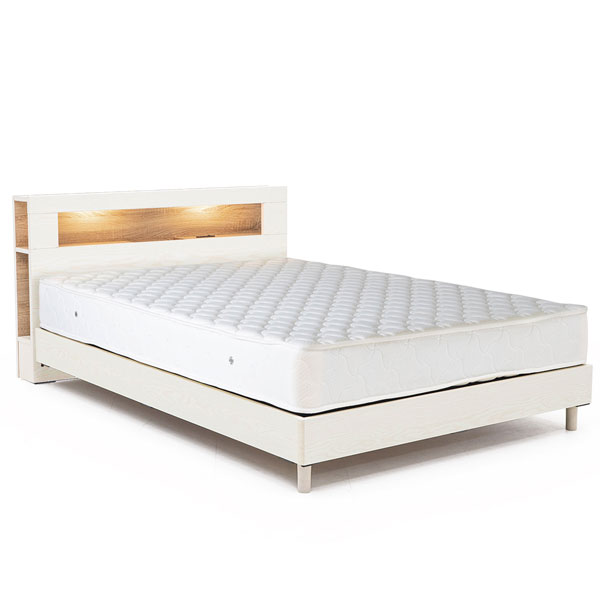 送料無料【ダブルベッド】 大人かわいいインテリア 棚・コンセント付き ロータイプ ベッド ダブル ※マ..