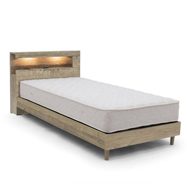 送料無料【シングルベッド】 大人かわいいインテリア 棚・コンセント付き ロータイプ ベッド シングル ..