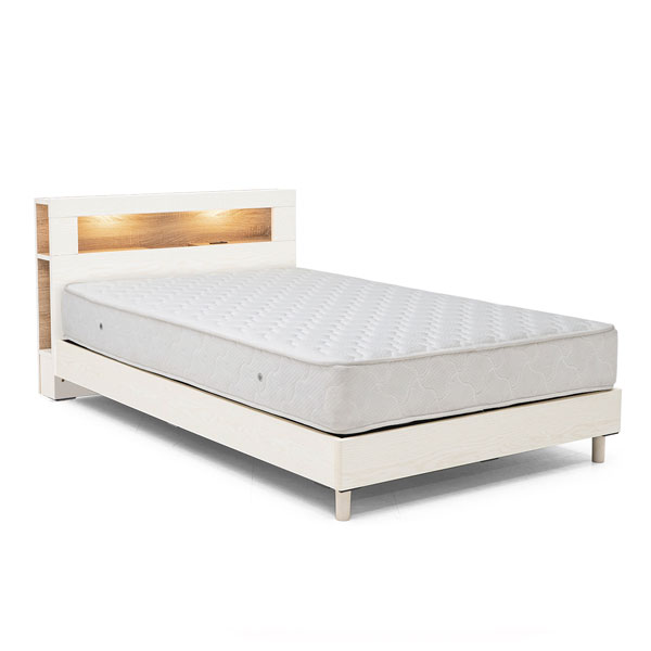 送料無料【セミダブルベッド】 大人かわいいインテリア 棚・コンセント付き ロータイプ ベッド セミダ..