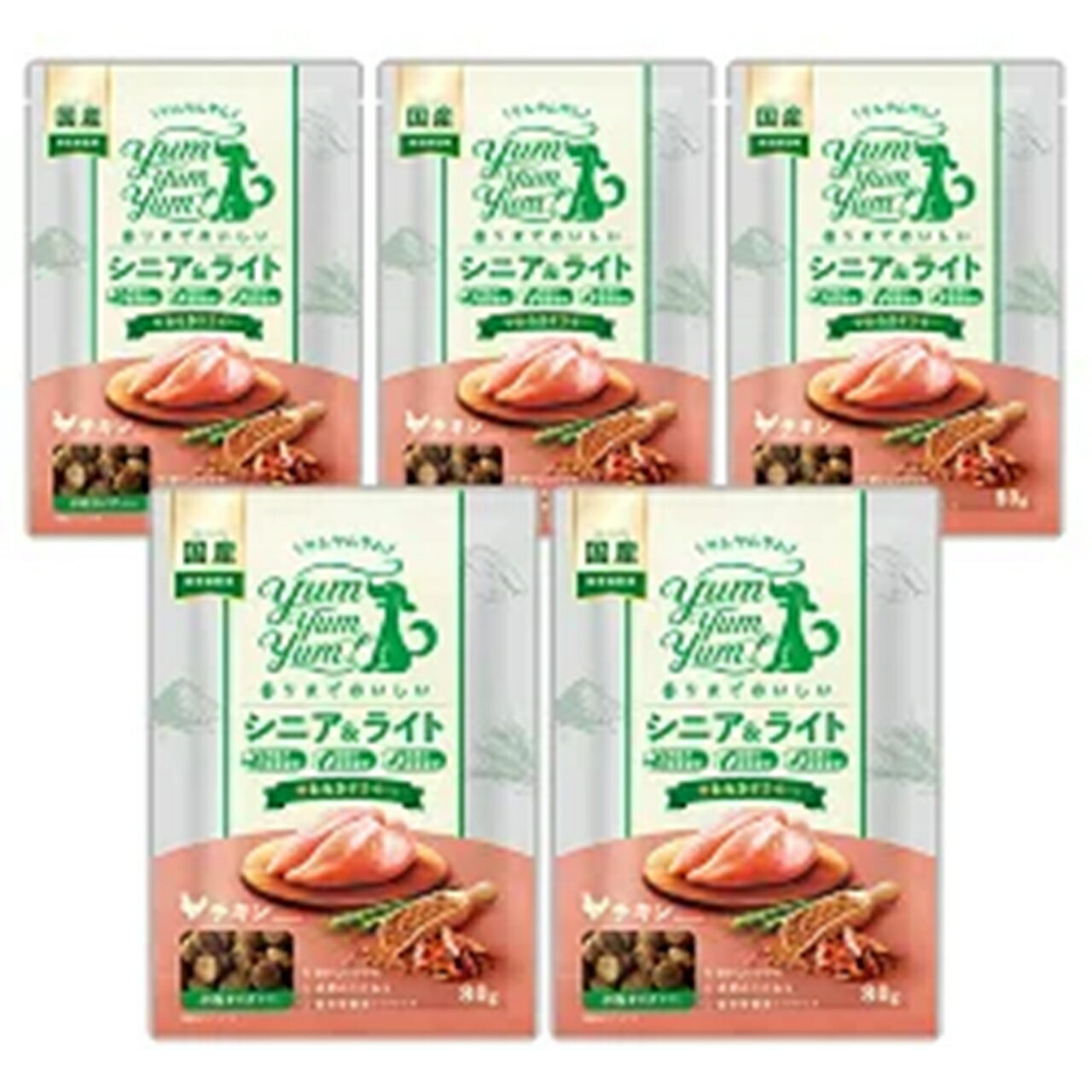 [Yum Yum Yum！]　やわらかドライ　シニア＆ライト　チキン　400g（80g×5袋）