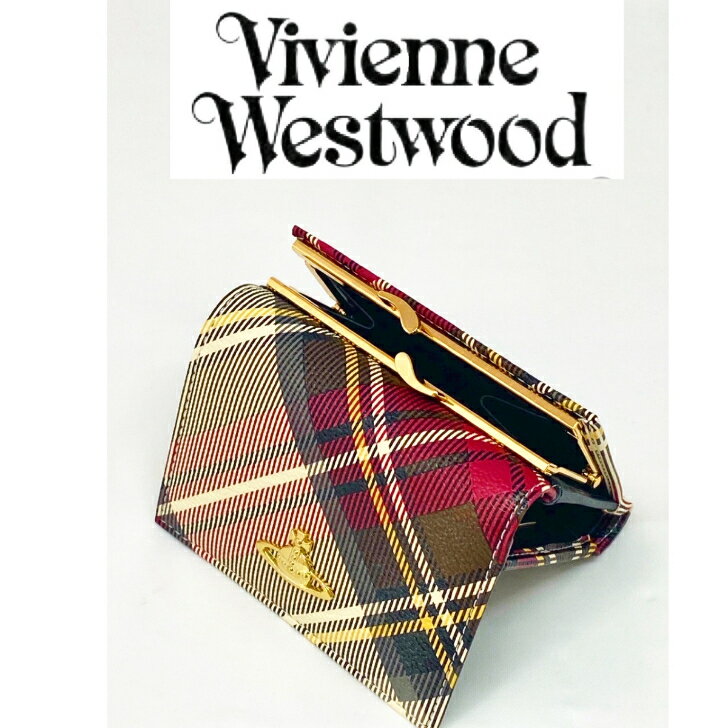 【現品限り】ヴィヴィアン・ウエストウッド　Vivienne Westwood ガマ口 三つ折り財布 コンパクト レディース EXHIBITION 　チェック柄　ミニマム Vivienne Westwood オーブ レディース ブランド 新品 ギフト プレゼントのサムネイル