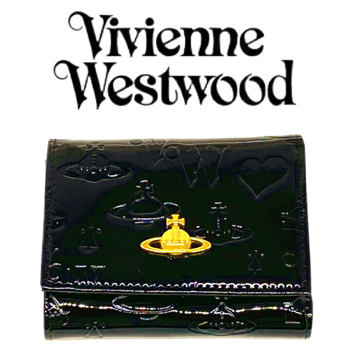 ヴィヴィアン ウエストウッド 三つ折り財布 エナメル ブラック　Vivienne Westwood 13VV110 サイズt(...