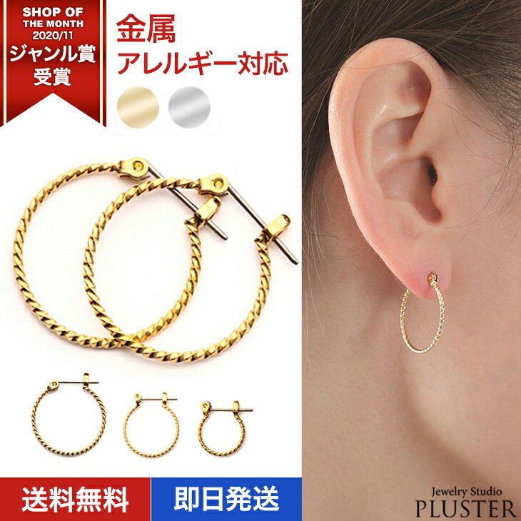 ピアス レディース 金属アレルギー フープ チタン フープピアス チタンピアス パイプ アレルギーフリー アレルギー対応 ゴールド プラチナアンティーク 両耳 ...