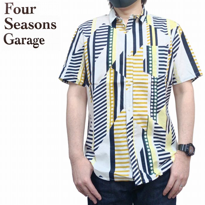 樂天商城 - 半袖シャツ チビ衿 ランダム柄 幾何学 総柄 0130-38501 fourseasonsgarage フォーシーズンズガレージ 大人のアメカジ 商品入れ替えの為