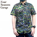 半袖シャツ チビ衿 油たらし柄 にじみ 総柄 0130-38502 fourseasonsgarage フォーシーズンズガレージ 大人のアメカジ　 商品入れ替えの為