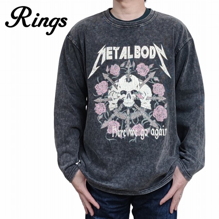 長袖Tシャツケミカル加工スカルロー...