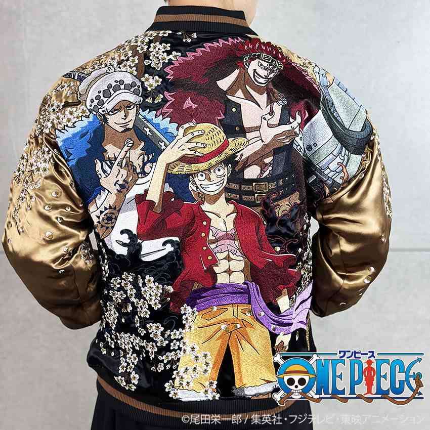 絡繰魂 スカジャン メンズ スカジャン 最悪の世代 三船長 リバーシブル ルフィ ロー キッド 242008 絡繰魂×ONE PIECE ワンピース からくりたましい 和柄