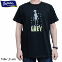 半袖Tシャツ GREY エリア51 宇宙人 国産オリジナル丸胴ボディ 日本製 24s-pmt4 Pherrow's フェローズ アメカジ アメカジ バックは無地 レターパック対応