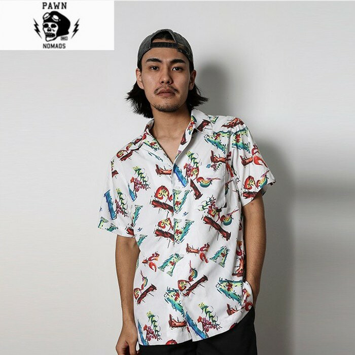 樂天商城 - 半袖シャツ ORNATE シャツ 92202 総柄デザイン アロハ PAWN パウン バイカー TOKAGEYA ストリート 商品入れ替えの為