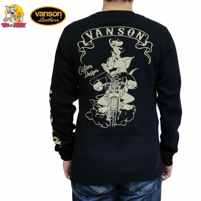 Rakuten - 長袖Tシャツ 二人乗り サーマル生地 ストレッチ 伸縮 tjv-2525 VANSON×トム＆ジェリー アメカジ バイカー コラボ ハーレー