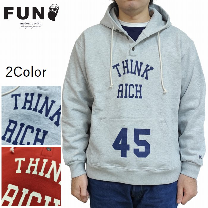 樂天商城 - パーカートレーナー ヘンリーネック クラックプリント THINK RICH 45 m-2507253 modemdesign モデムデザイン fun ファン ユニセックス 男女兼用