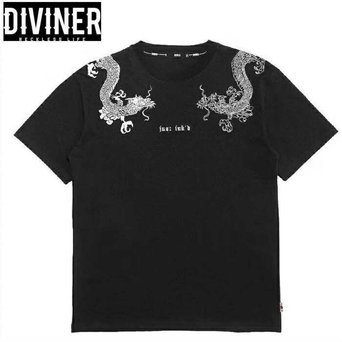 樂天商城 - 半袖Tシャツ 龍 双龍 Just Ink'd Dragon 和風ミックス 69053 DIVINER ディバイナー DIVINERJAPAN プリントTシャツ ネコポス対応